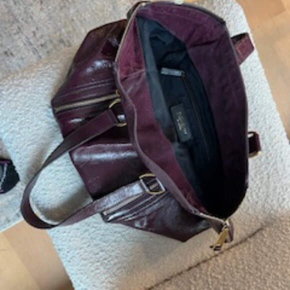 Yves Saint Laurent Rive Gauche Burgundy Patent Leather Sac Downtown Tote - Picture 8 of 14